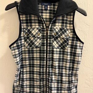 Chaps Black and Cream Plaid Vest